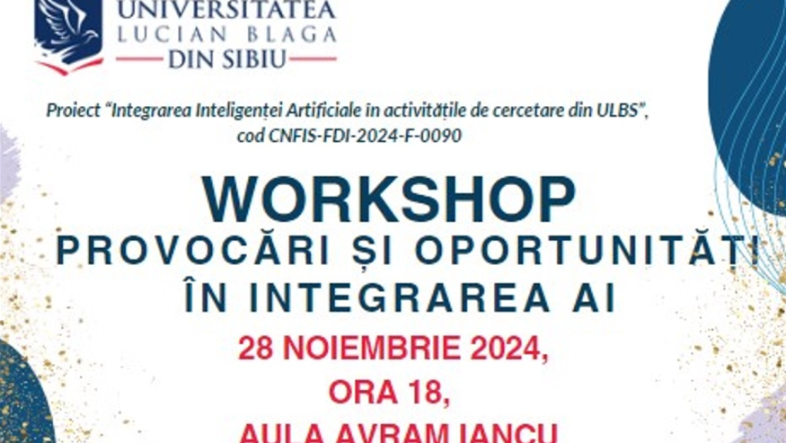 Workshop „Integrarea Inteligenței Artificiale în activitățile de cercetare”