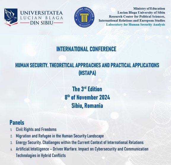 Apel la înscrieri pentru conferința internațională ”Human Security: Theoretical Approaches and Practical Applications”